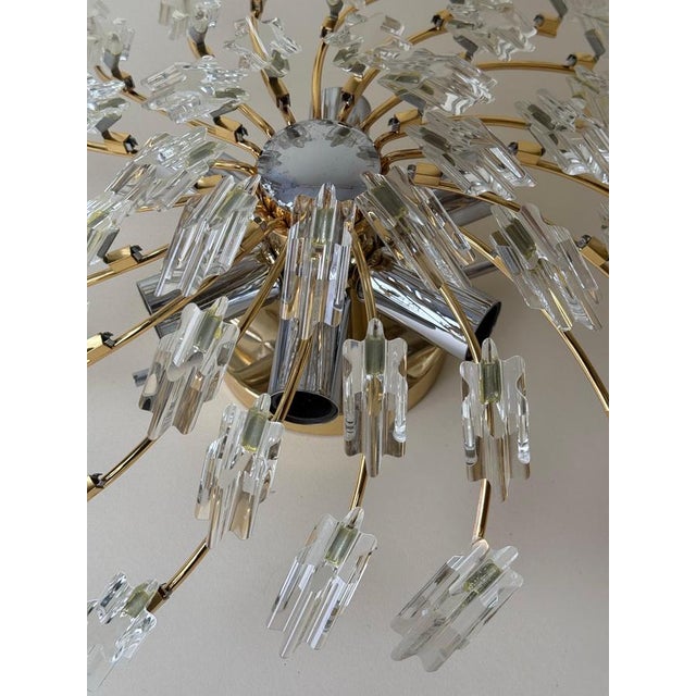 Hollywood Regency Starburst Plafonnier in Gilt Metal and Crystal, 1980s-1990s For Sale - Image 14 of 18