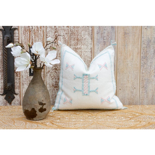 White Yara Moroccan Silk Rug Pillow For Sale - Image 8 of 9