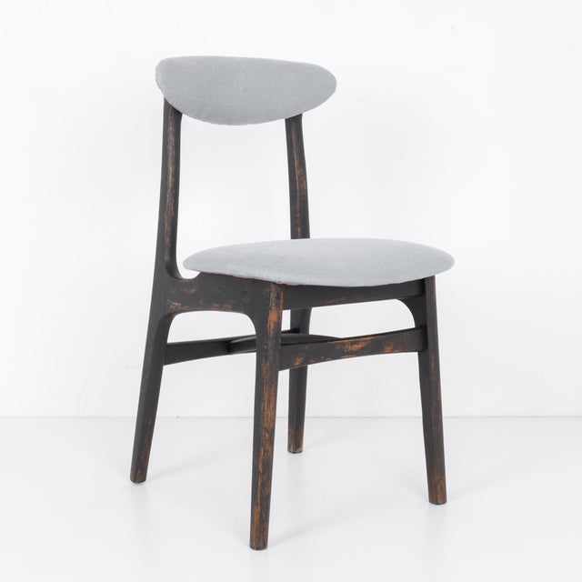 1970s Polish Wood Black Patinated Chair with Upholstered Seat and Back For Sale - Image 9 of 18