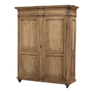18th Century French Louis XVI Period Armoire in Stripped Oak For Sale