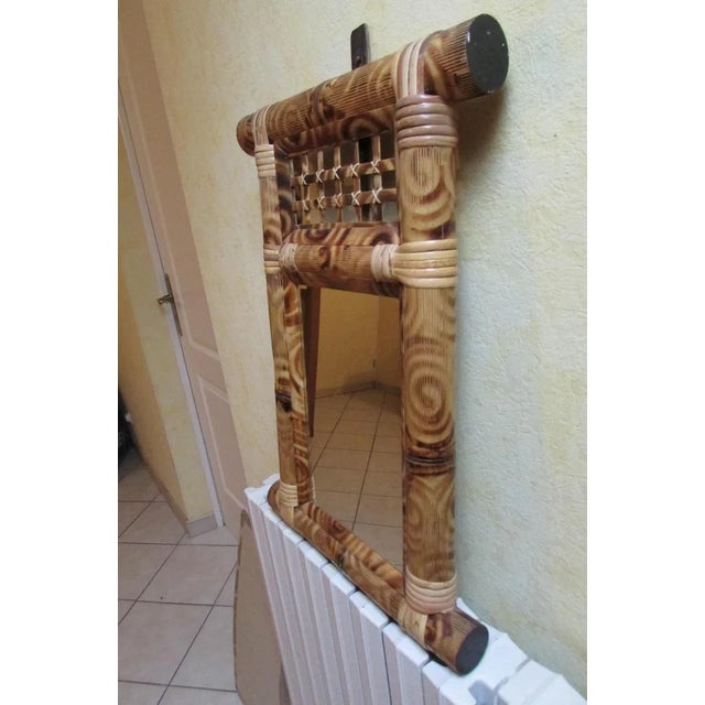 Bamboo and Rattan Mirror, 1970s For Sale - Image 6 of 8