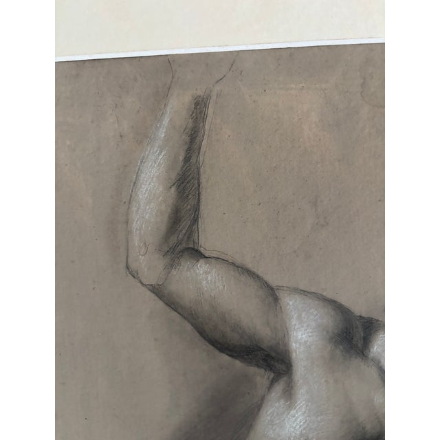 Drawing/Sketching Materials 1900s Academic Study Nude Male Florentine School - Unsigned Ink For Sale - Image 7 of 8