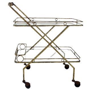 Gilt Metal Bar Cart, Italy, 1960s For Sale