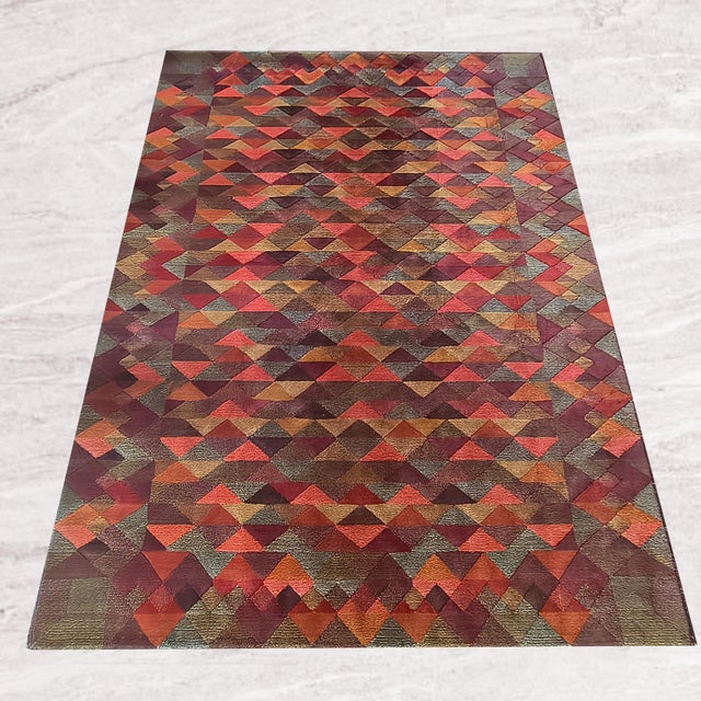 Italian Geometric Woolen Rug by Missoni for T&J Vestor, 1980s For Sale - Image 13 of 13