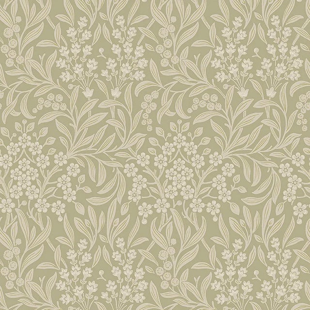 Boråstapeter Kryddhyllan Wallpaper in Sage For Sale