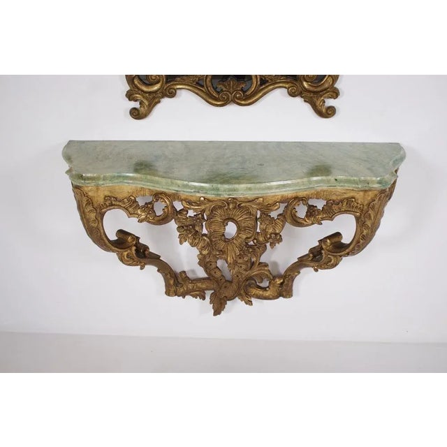 Wall Console and Mirror, 1940s, Set of 2 For Sale - Image 4 of 13