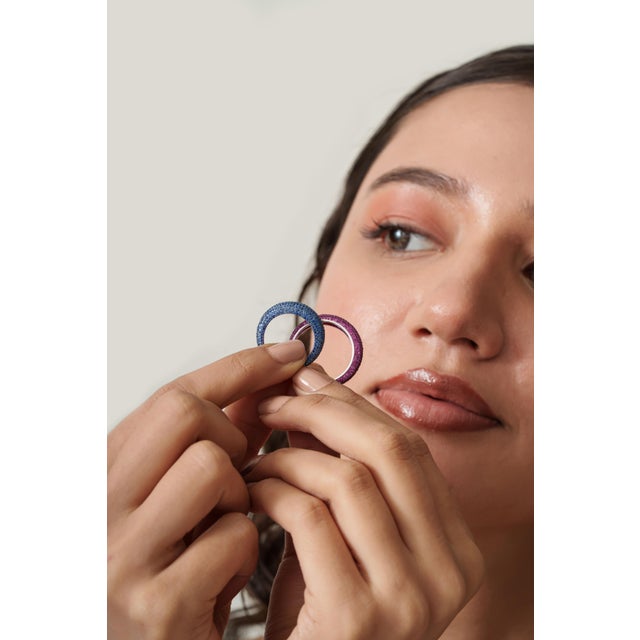 Chic 2.03ct Sapphire Cluster Contemporary Chunky Ring Size 9 in 14k Solid Gold For Sale - Image 12 of 18