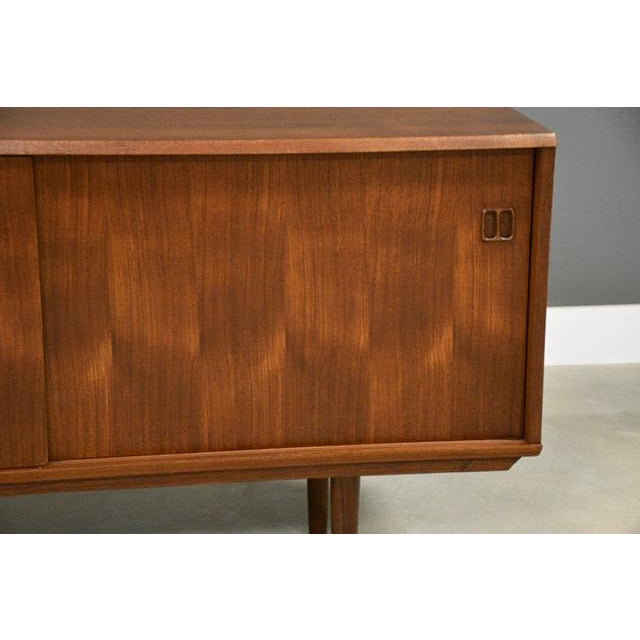 Brown Refinished 59” Danish Modern Teak Credenza For Sale - Image 8 of 11