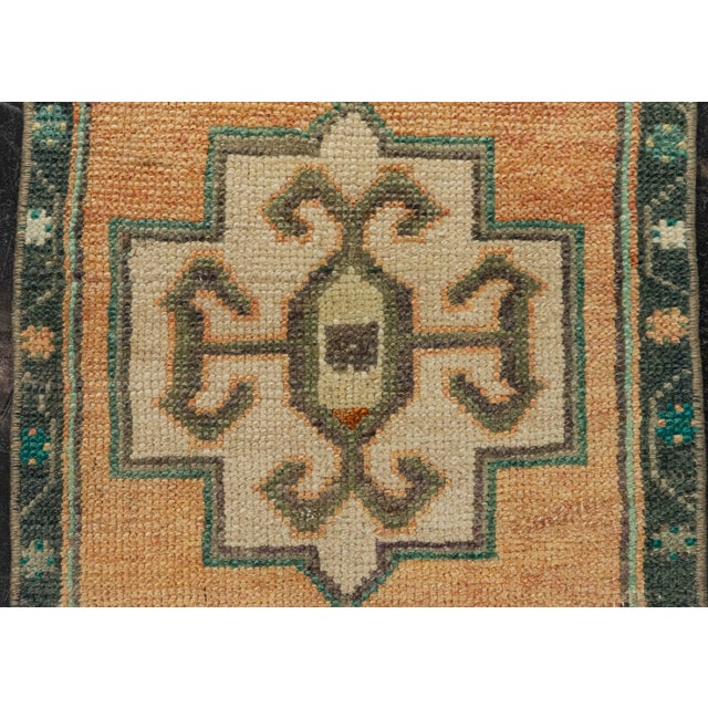 Turkish Mini Rug Oriental Hand Knotted Vintage Rug 1'5" x 3'6" #21214 For Sale - Image 4 of 8