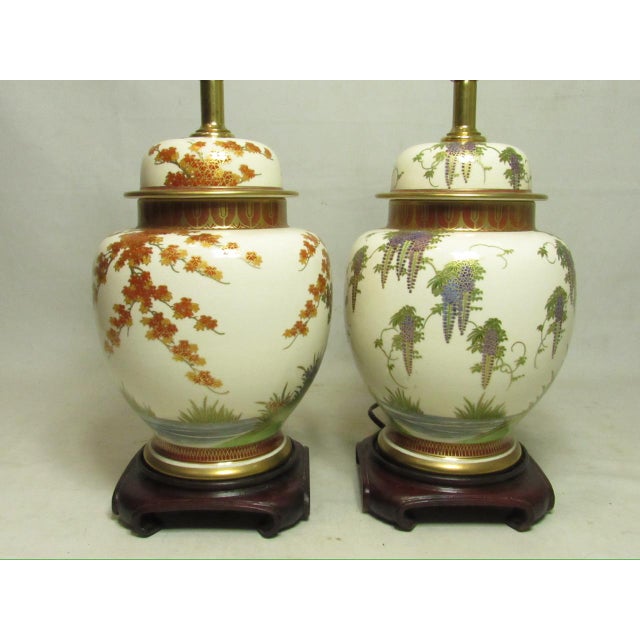 Pair of Japanese Satsuma Porcelain Lamps For Sale In San Francisco - Image 6 of 18