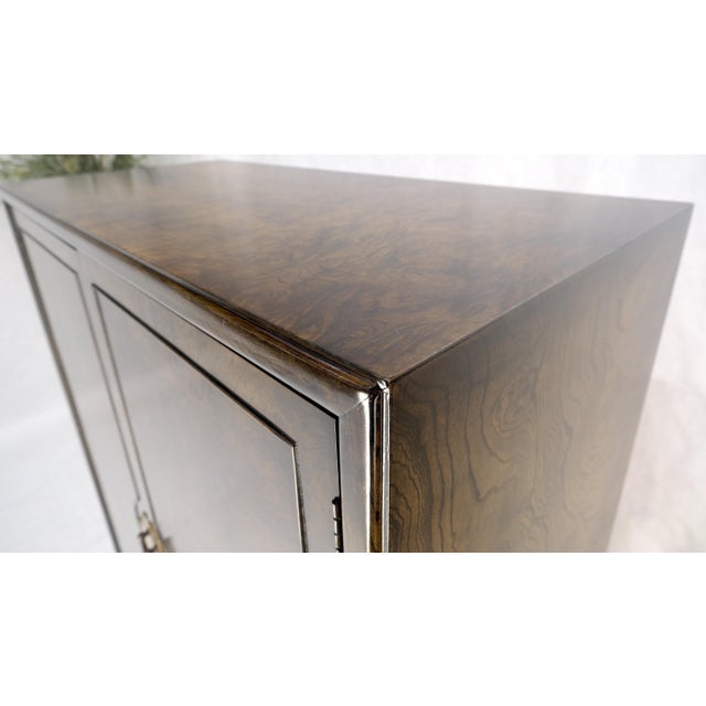 Large Burl Wood Brass 2 Doors Drawer Mastercraft Gentleman's Chest Dresser MINT For Sale - Image 9 of 13