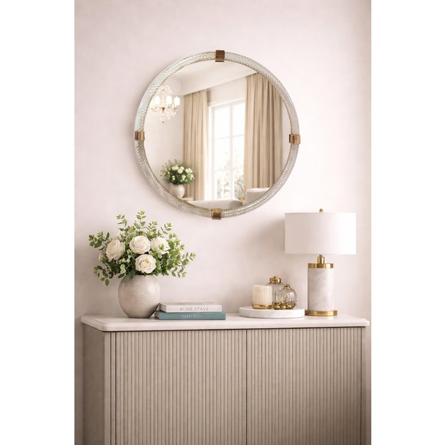Gold Torchon Ovale Murano Glass Mirror by Fratelli Tosi For Sale - Image 8 of 14