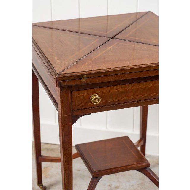 1900 - 1909 Edwardian Envelope Card Table For Sale - Image 5 of 18
