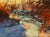 This artwork captures a serene winter landscape, where the interplay of warm hues against a cold backdrop creates a...