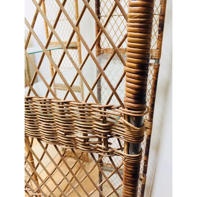 Vintage Boho Chic Arched Rattan Etagere Set 6 6 Ft A Pair Chairish