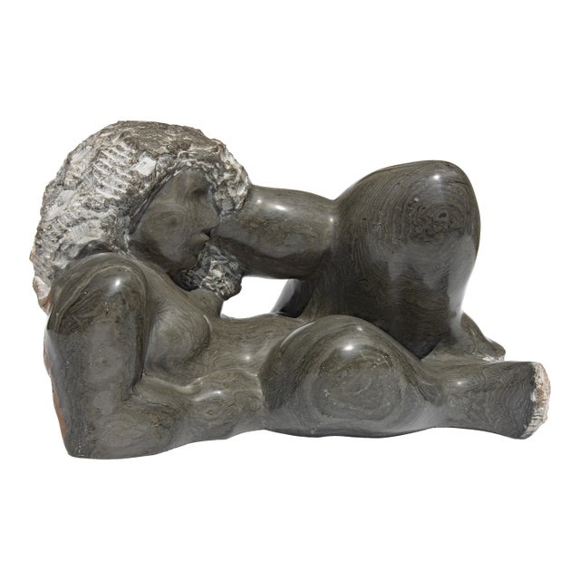 Modernist Nude Female Carved Granite Sculpture by Charlotte Lees For Sale