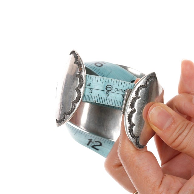 6.25" Jj Navajo Sterling and Turquoise Shadowbox Cuff Bracelet For Sale - Image 9 of 10