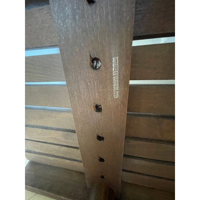 Beautiful vintage Mid-Century Modern Yugoslavian slat bench / coffee table. This classic MCM piece features clean,...