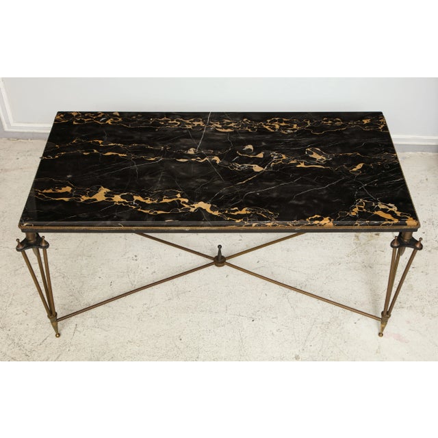 Neoclassical Bespoke Bronze and Iron Coffee Table Inspired by Gilbert Poillerat For Sale - Image 3 of 6