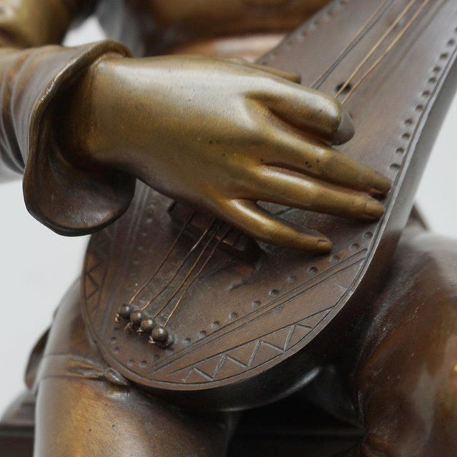 Oysel, Le Troubadour Sculpture, Late 19th Century, Bronze For Sale - Image 11 of 15