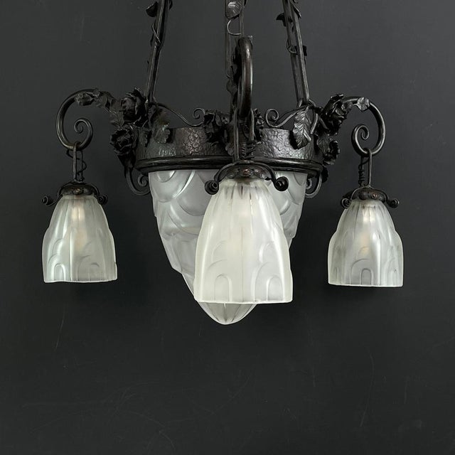 Art Deco Chandelier from Dégue, 1930s For Sale - Image 4 of 11