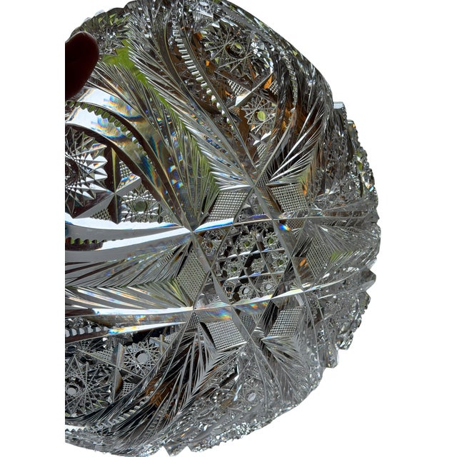 American Antique American Brilliant Cut Crystal Bowl For Sale - Image 3 of 6