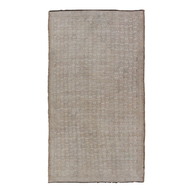 All-Over Design Turkish Vintage Kilim Rug in Tan, Taupe and Earth Tones For Sale