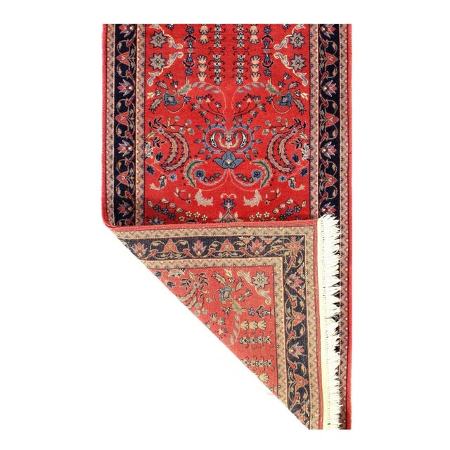 Traditional 1980s Red Color Hand Knotted Sarouk Runner For Sale - Image 3 of 4