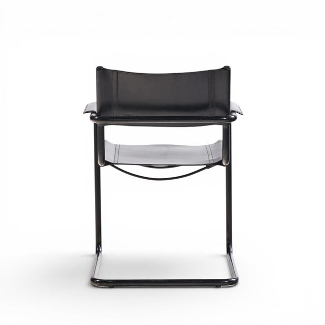 Black Matteo Grassi "Mg" Mid Century Italian Leather Dining Chairs - Set of 10 For Sale - Image 8 of 11