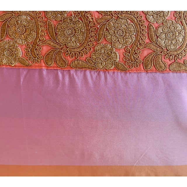 Pink & Peach Silk Brocade Throw Pillow Cover For Sale - Image 4 of 4