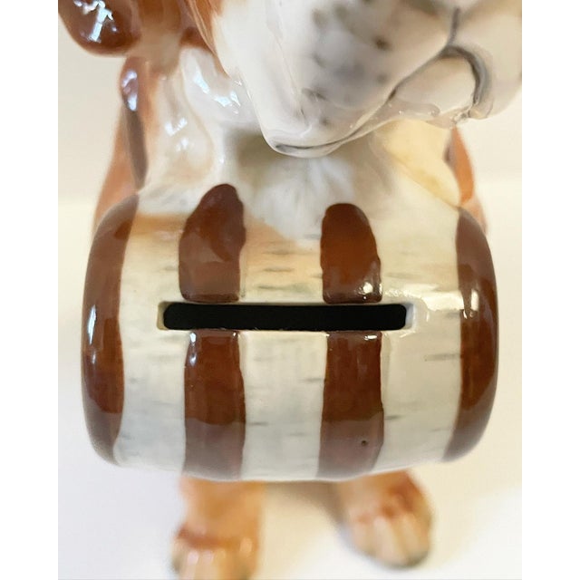 Ceramic Large Vintage Ceramic and Glazed St. Bernard Dog Bank For Sale - Image 7 of 11