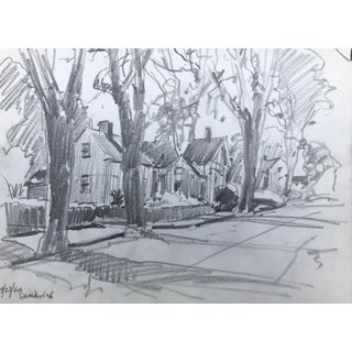 1960 Norman Kent City of Sandwich Scene Drawing For Sale
