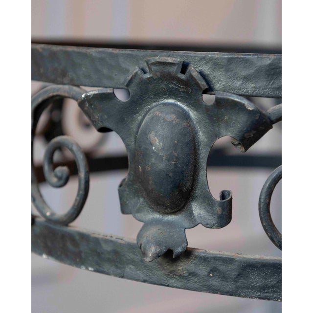 French 20th-Century French Wrought Iron Chandelier with Foliate Crown For Sale - Image 3 of 10