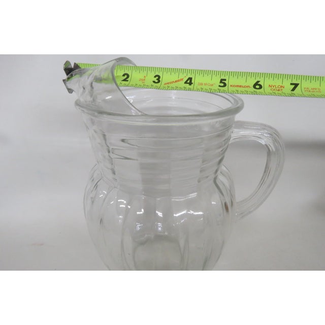 Anchor Hocking Depression Glass Pillar Optic Water Pitcher With Ice Lip 4864b For Sale - Image 9 of 11