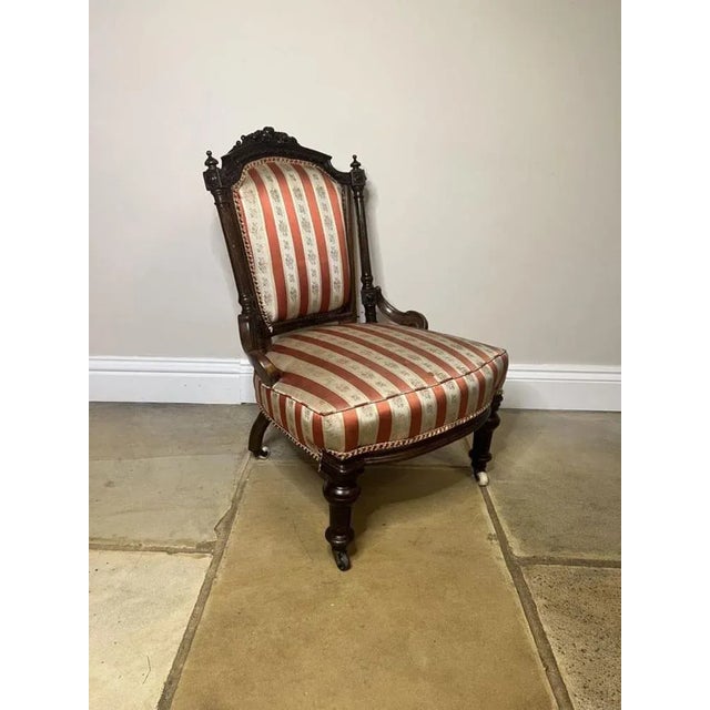 Victorian Carved Walnut Ladies Chair, 1860s For Sale - Image 10 of 10