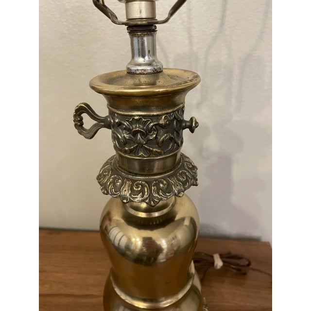 Mid 20th Century Vintage Mid 20th Century Ornate Brass Lamp For Sale - Image 5 of 7