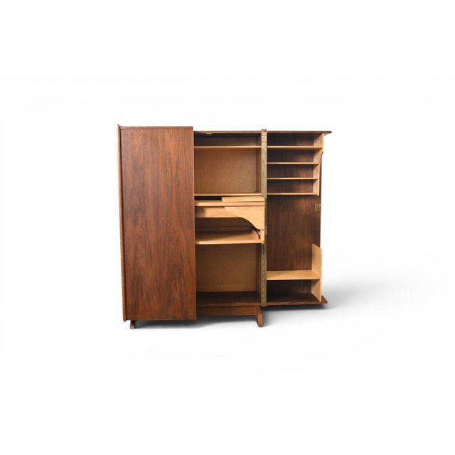 German Walnut "Desk in a Box" Home Office Cabinet, 1960s For Sale - Image 14 of 17