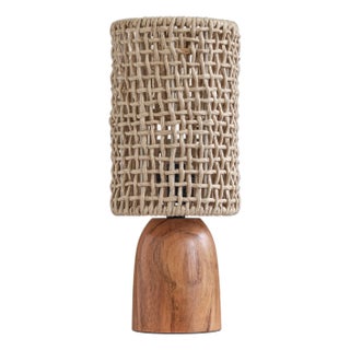 Kombu Natural Raffia and Wood Small Table Lamp For Sale