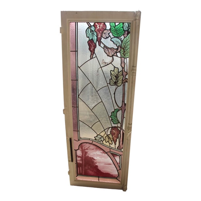 Set of Triple-Layered Acid-Etched Stained Glass Windows attributed to Gruber, 1890s, Set of 3 For Sale