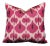 Magenta & Black Ikat Silk Geometric Down-Filled Square Pillow For Sale
