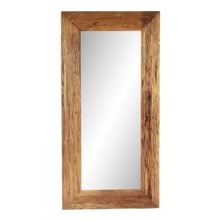 Vintage Rustic Deep Grain Teak Mirror 72" For Sale