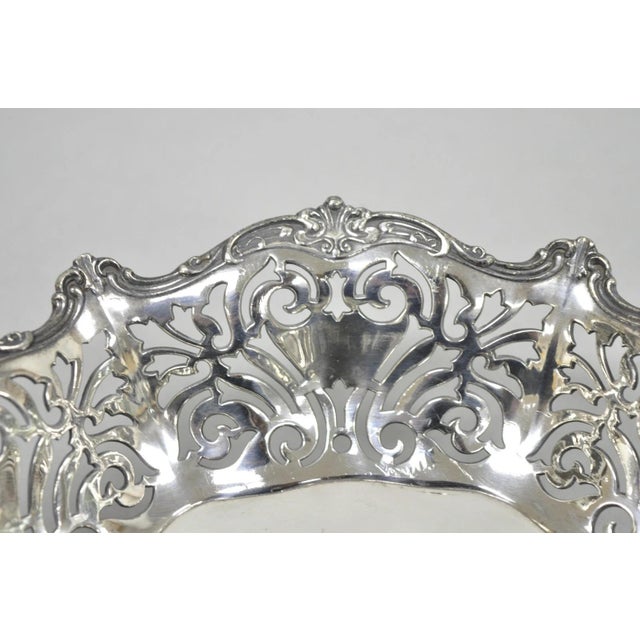 Silver Antique Reed & Barton Reticulated Silver Plated Trinket Dish Bowl "B" Monogram For Sale - Image 8 of 12