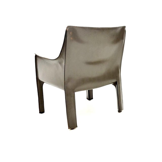 1970s Vintage Italian Leather Cab Armchair attributed to Mario Bellini for Cassina, 1970s For Sale - Image 5 of 8
