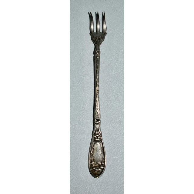 Antique Set of Four Decorative Silverplate Forks For Sale - Image 4 of 12