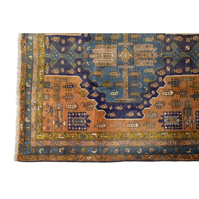 1960s 1960s Vintage Heriz Tribal Pattern on a Rich Brown Persian Wool Rug For Sale - Image 5 of 7