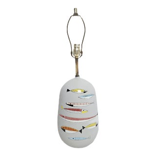 1950s Bitossi Raymor Italy Ceramic Fish Motif Lamp For Sale