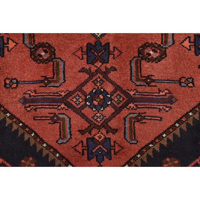 Red Hamedan Rug 3'5'' X 6'3'' Red Wool Vintage Tribal Hand-Knotted Oriental Carpet For Sale - Image 8 of 13