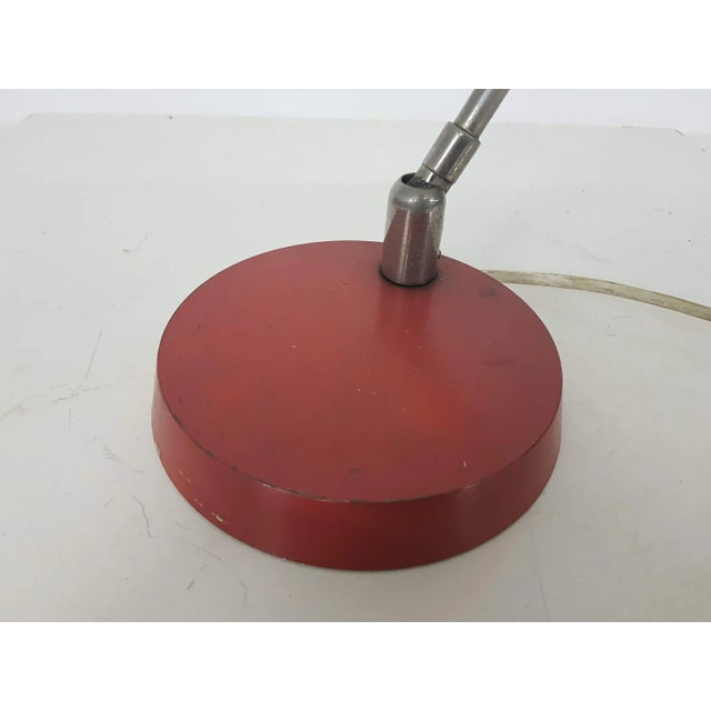 Metal Red Metal Desk Light, 1950s For Sale - Image 7 of 9