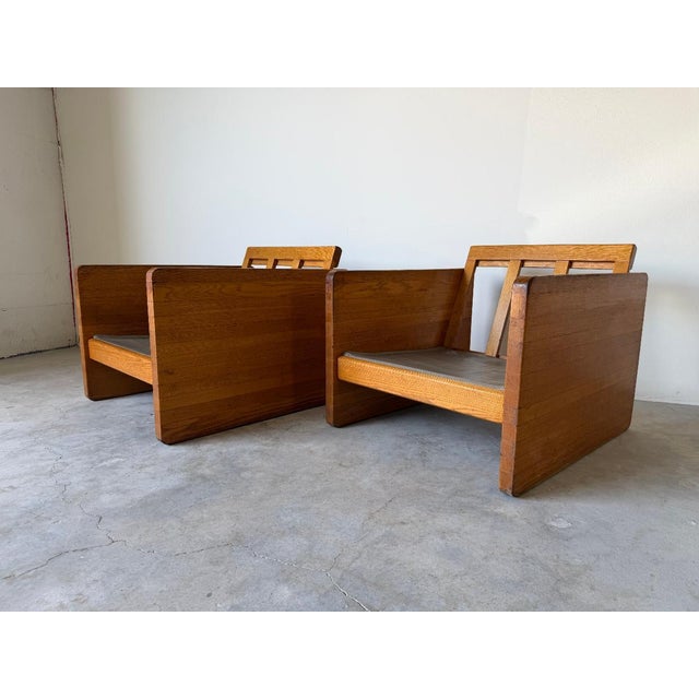 Brown 1970s Mid-Century Modern Milo Baughman - Style Architectural Cube Lounge Chairs – Pair For Sale - Image 8 of 17