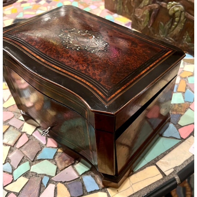 19th Century 19th C. Napoleon Mother of Pearl and Rosewood Cigar Cellar with Four Drawers For Sale - Image 5 of 7
